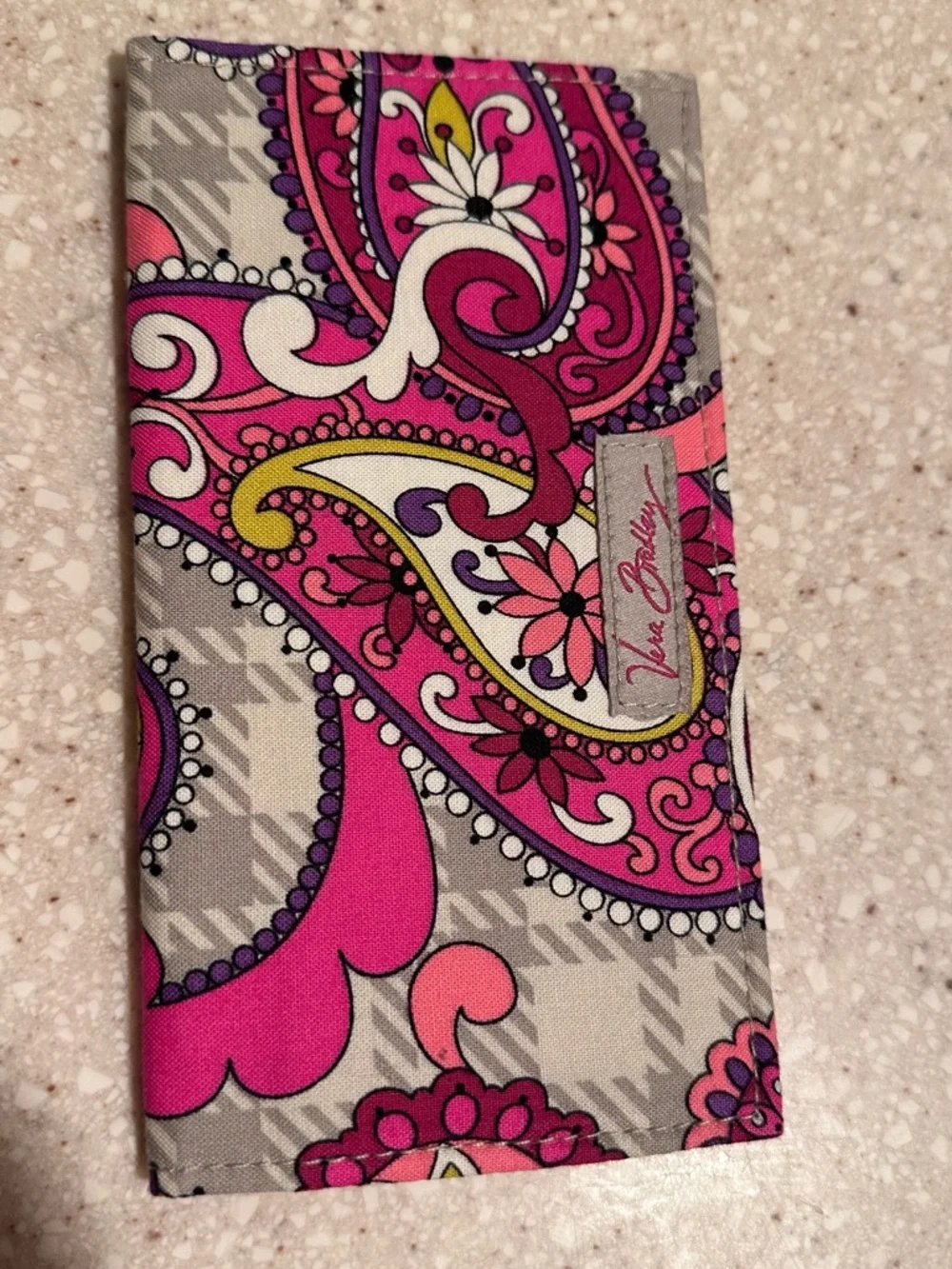 Vera Bradley "Paisley Meets Plaid" Checkbook Cover – Retired Pink & Gray Pattern - Picture 9 of 12